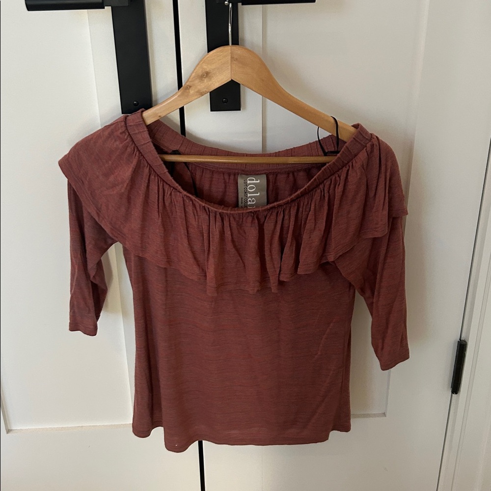 Anthropologie Dusty Rose Ruffle Blouse